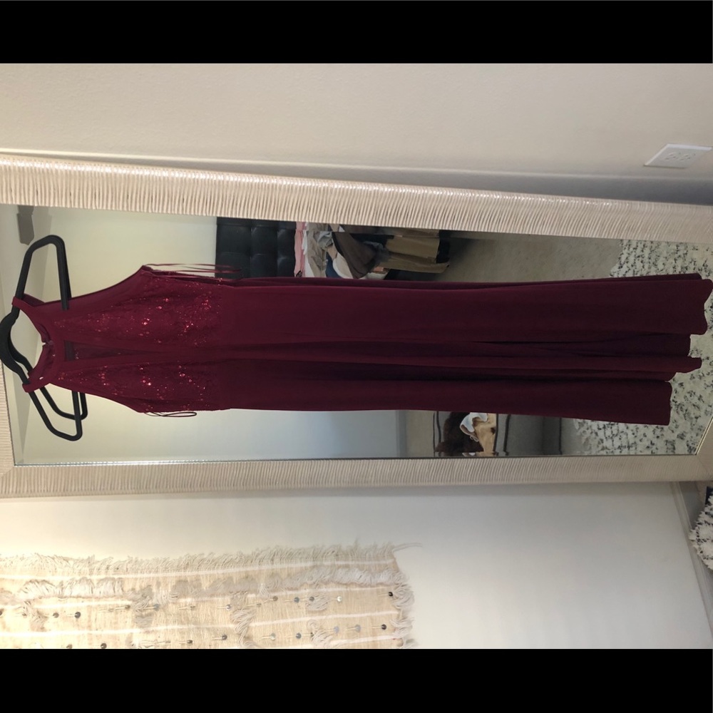 Burgundy maxi party dress
